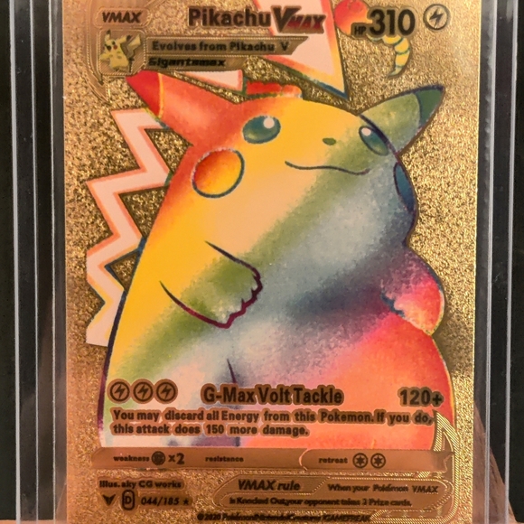 Vivid Voltage Rainbow Pikachu VMAX 188/185 Gold Foil FanArt Pokemon Card - Picture 1 of 2